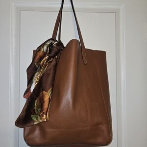 Old Navy Brown Tote Bag with Floral Scarf